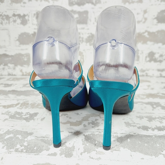 New NORDSTROM RACK Adison Stiletto Sandal In Teal Deep W1049 - Picture 9 of 13